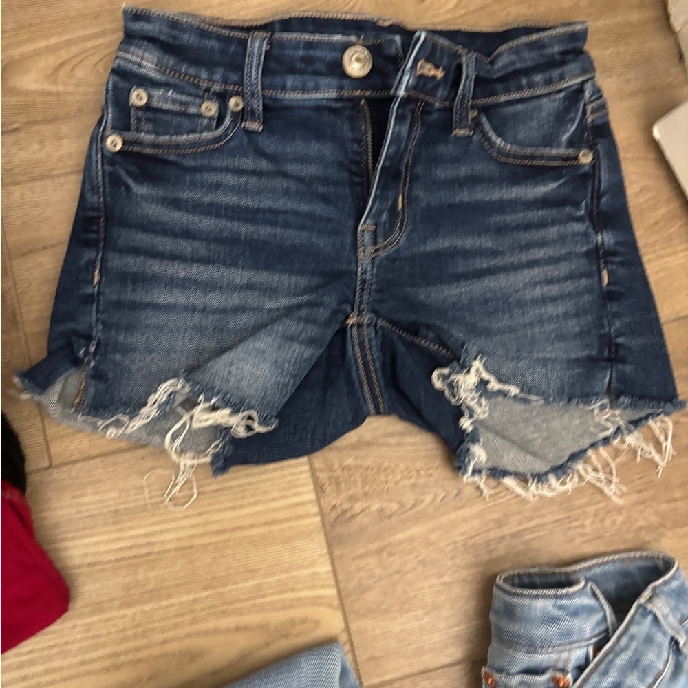 American Eagle Outfitters Blue Distressed Jean Shorts